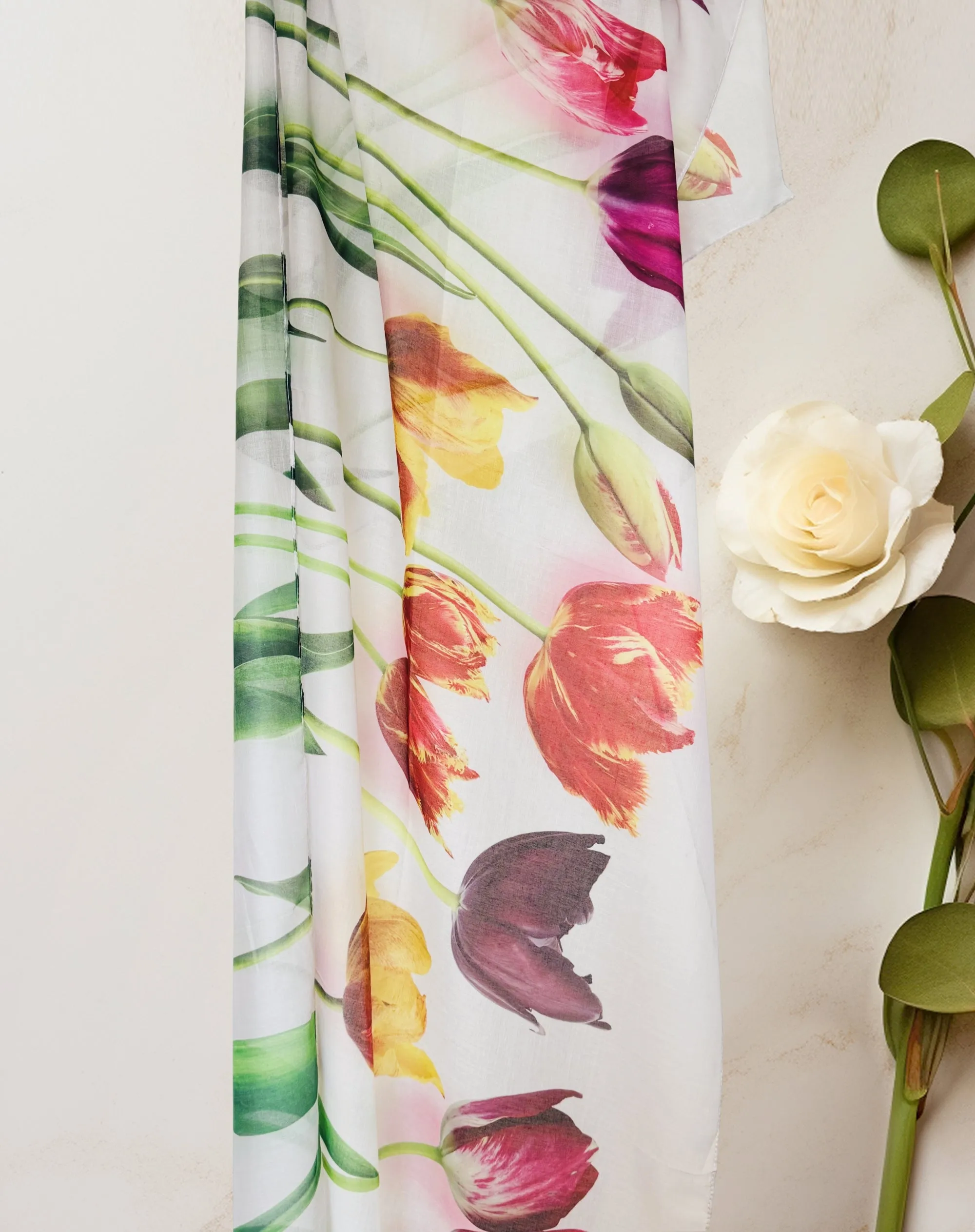 JC022908 White-Multi Tulip Scarf