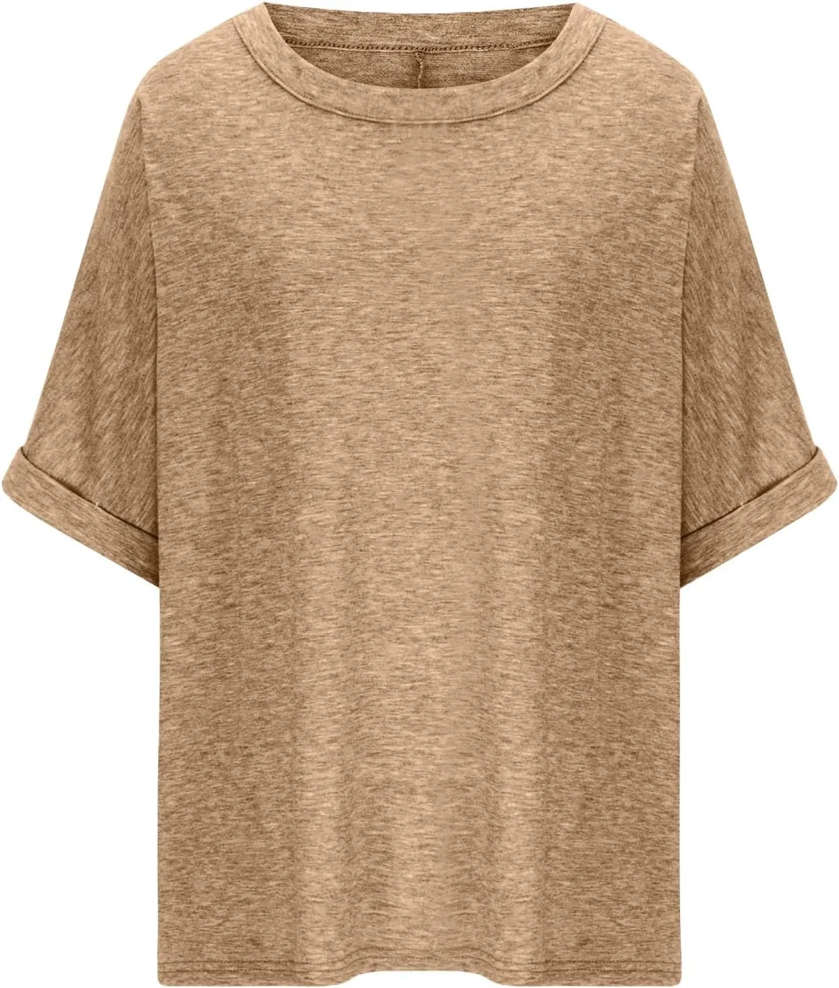 JOAU Women's Oversized T-Shirt Summer Casual Loose Fit Rolled Short Sleeve Round Neck Basic Tops Workout Gym Tee Shirts