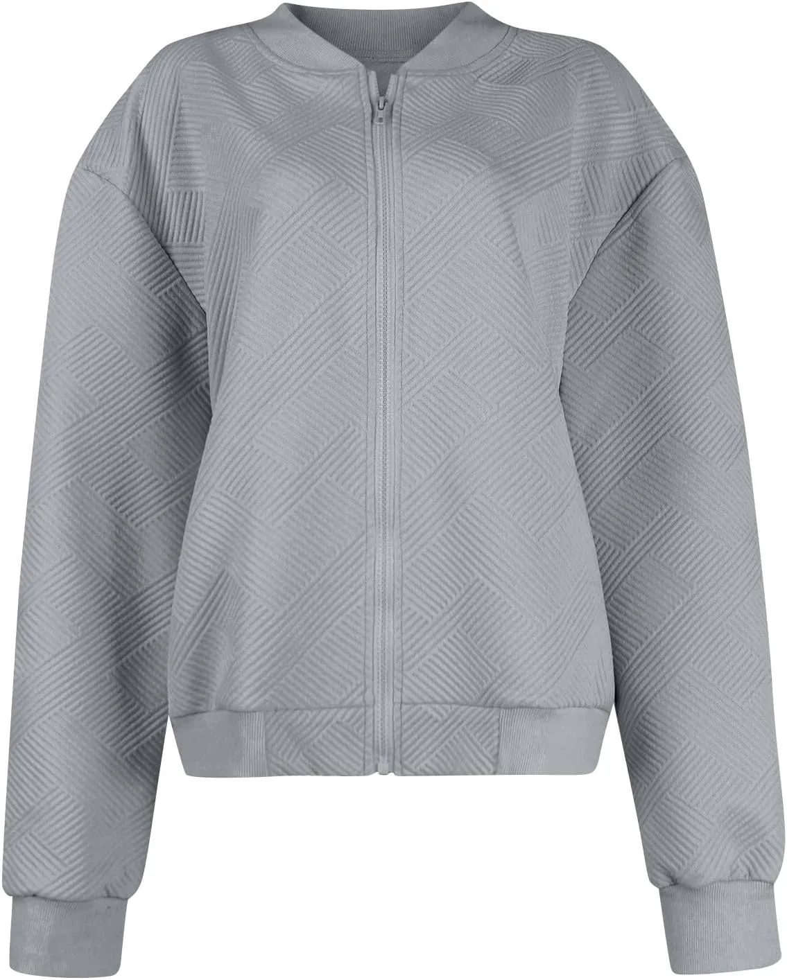 Lightweight Jacket Women Full Zip Bomber Jacket Soft Long Sleeve Zip Up Outwear Crew Neck Sweatshirt Coat Dressy Casual