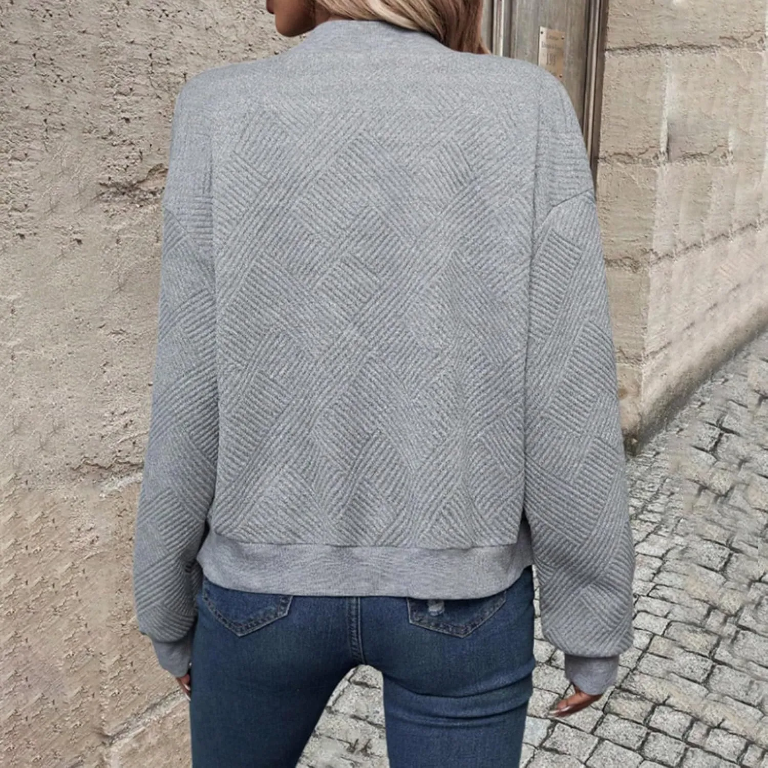 Lightweight Jacket Women Full Zip Bomber Jacket Soft Long Sleeve Zip Up Outwear Crew Neck Sweatshirt Coat Dressy Casual