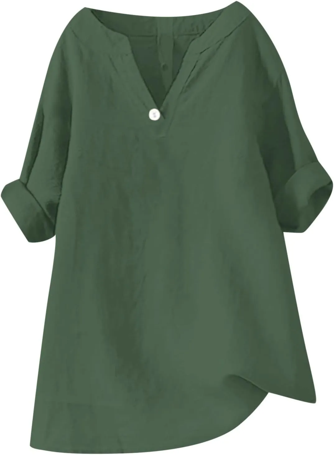 Linen Tops for Women Loose Fitting Summer V Neck Casual Blouses Short Sleeve T Shirts Spring Outfits Trendy Clothes