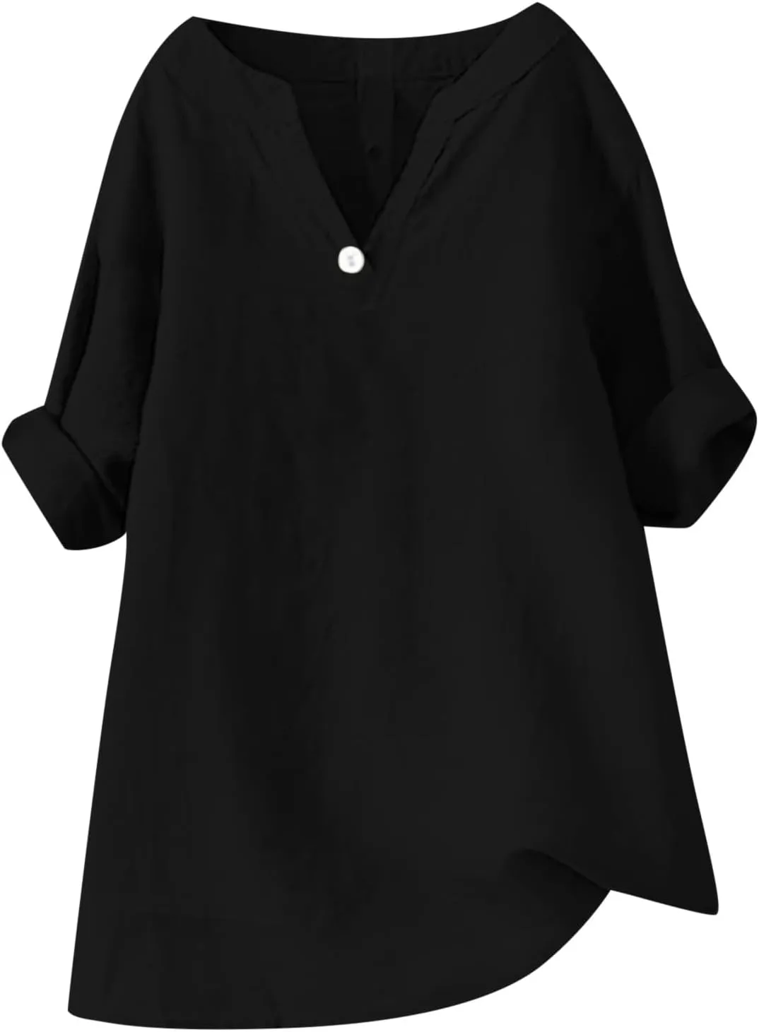 Linen Tops for Women Loose Fitting Summer V Neck Casual Blouses Short Sleeve T Shirts Spring Outfits Trendy Clothes