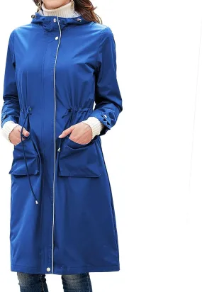 Lu's Chic Women's Long Anorak Jacket Raincoat Rain Jacket Long Sleeve Casual Hooded Cargo Utility Military Outerwear