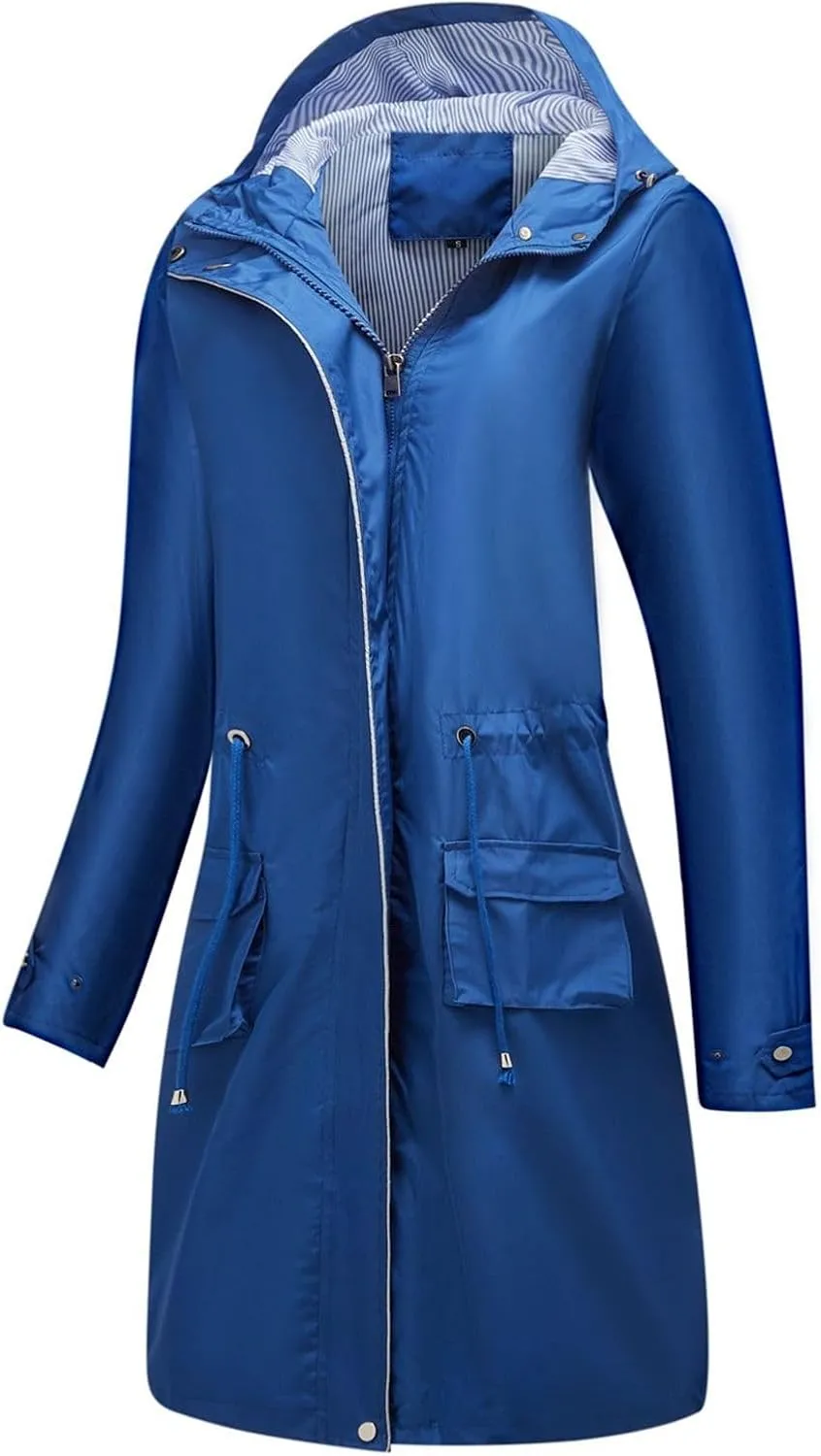 Lu's Chic Women's Long Anorak Jacket Raincoat Rain Jacket Long Sleeve Casual Hooded Cargo Utility Military Outerwear