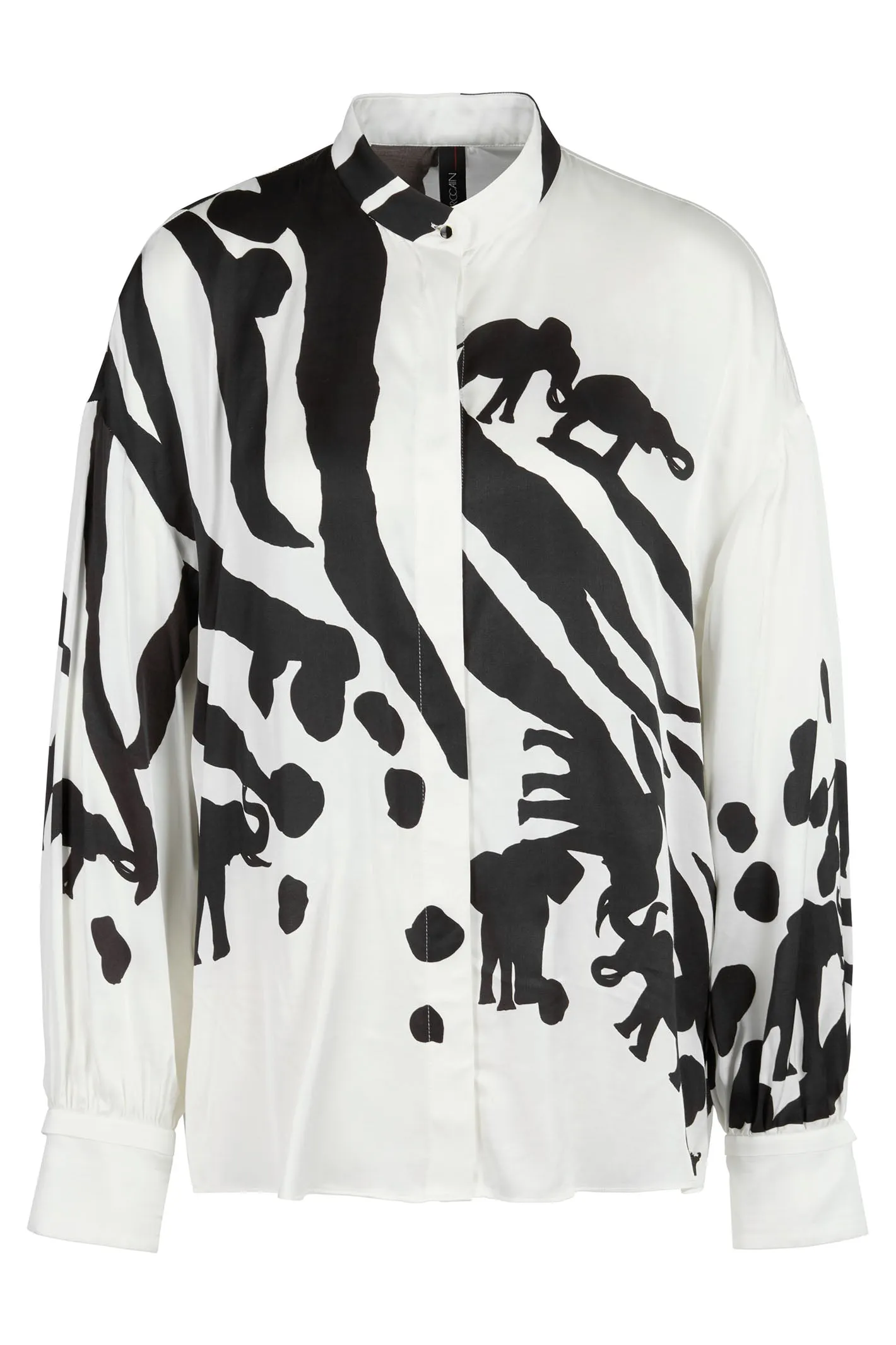 Marc Cain Collection WC 51.01 W14 190 White Black Elephant Print Blouse
