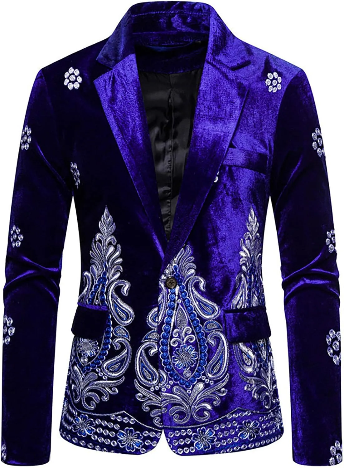 Mens Blazers Velvet Ethnic Style Tuxedo Trend Gold Thread Embroidery Performance Suit Casual Slim Fit Dinner Dress