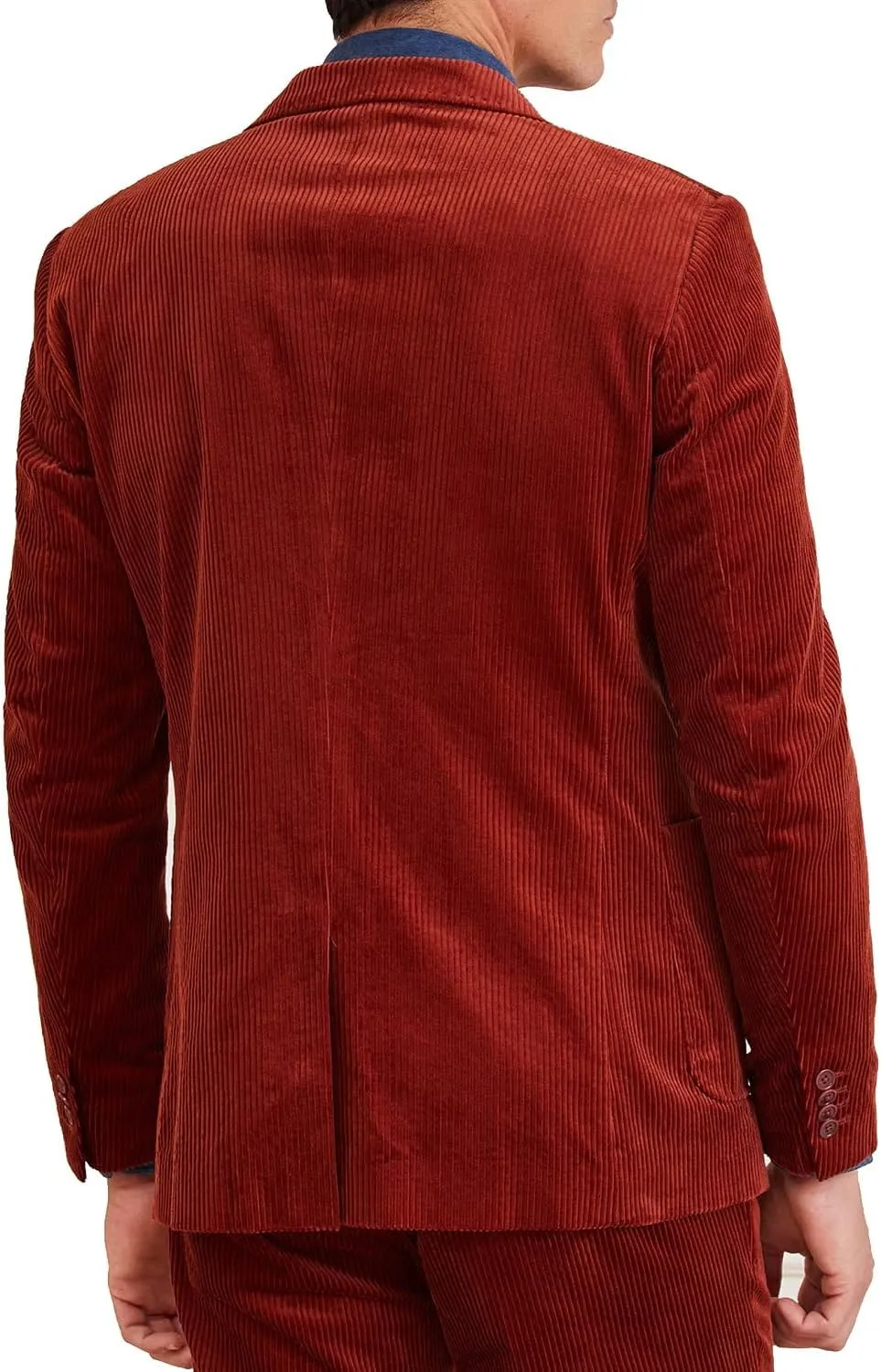 Men's Casual Slim Fit Corduroy Jacket Lightweight 2 Button Blazer Sport Coat Red