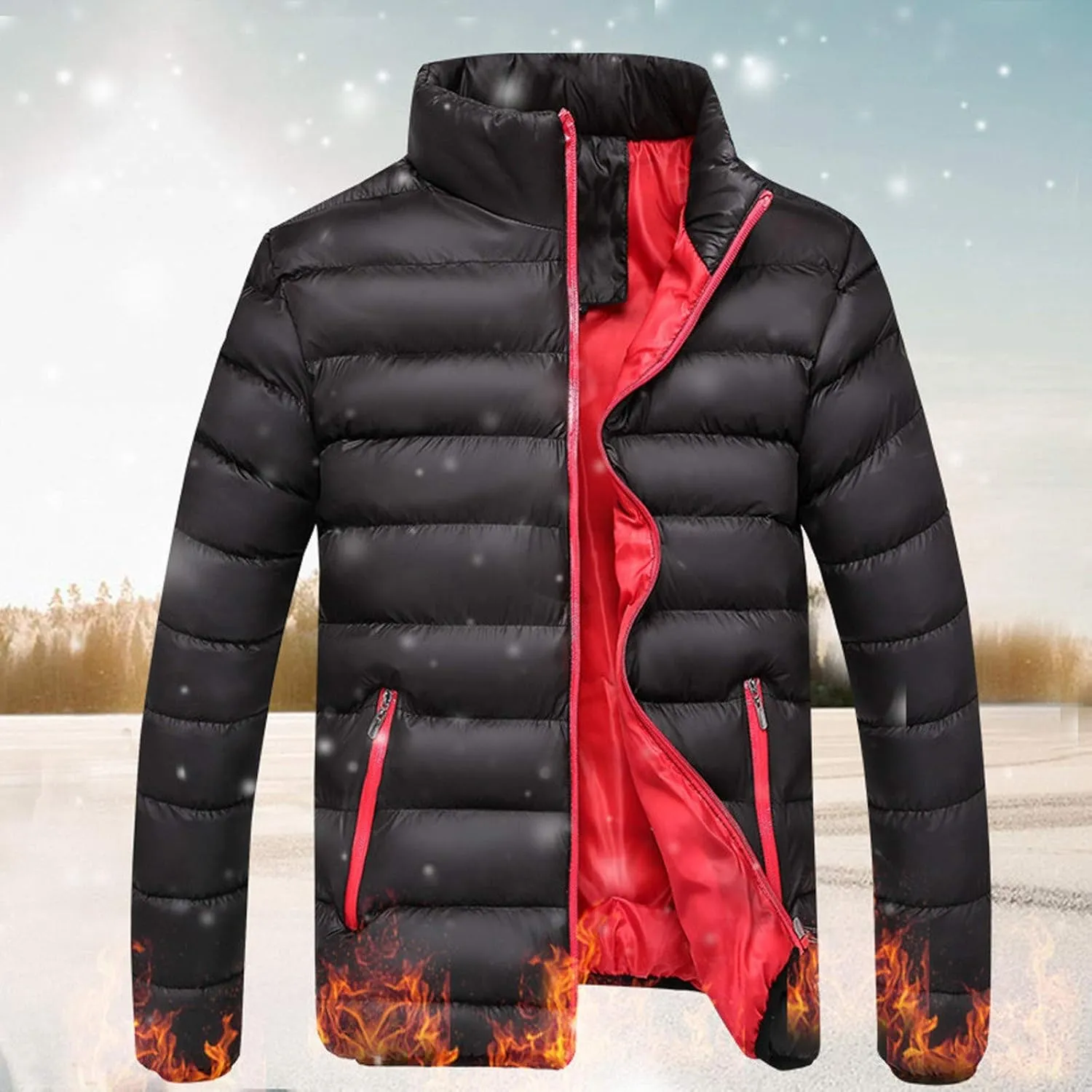 Mens Puffer Jackets Winter Lightweight Insulated Quilted Outwear Casual Soft Down Jacket For Men Winter Outfits