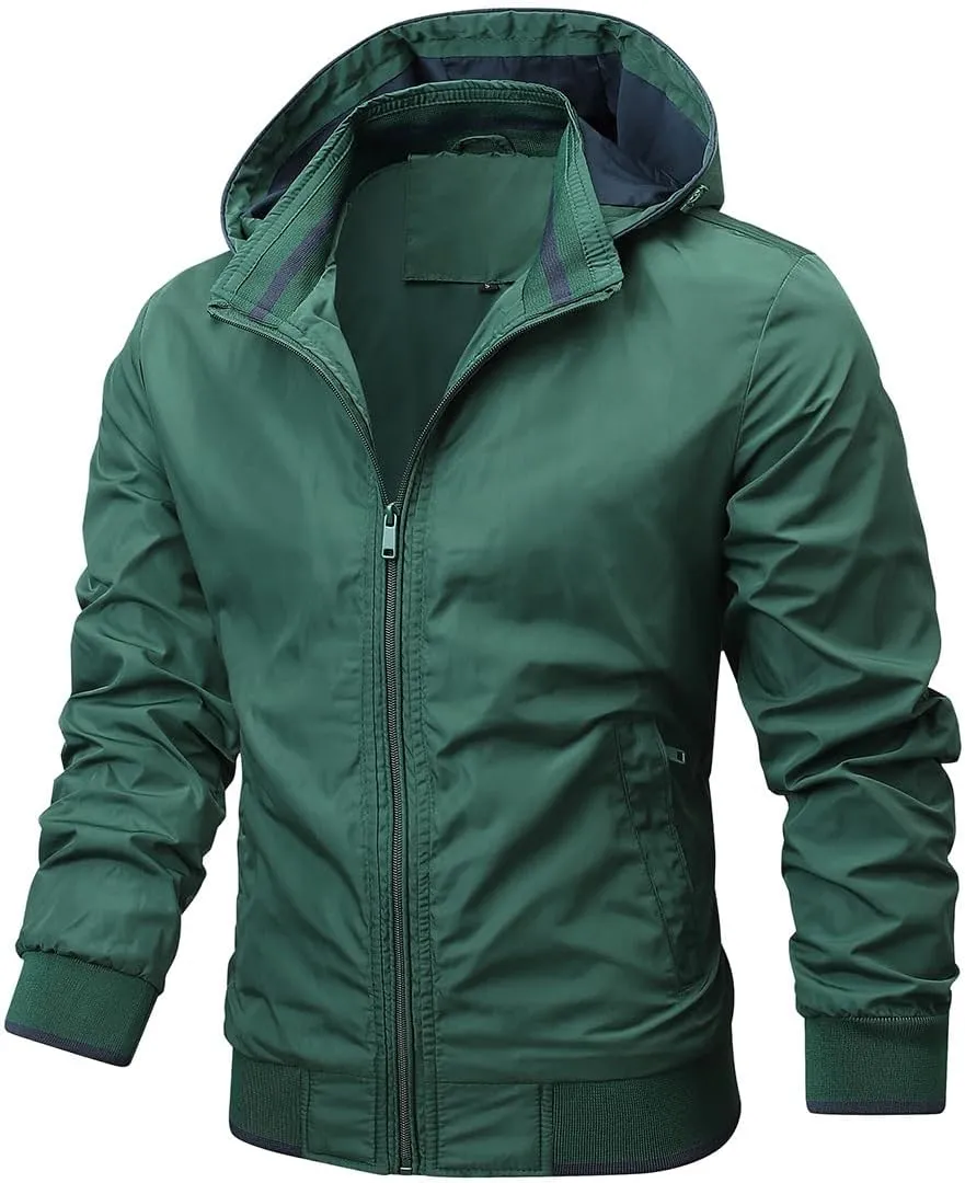 Mens Rain Jackets Waterproof with Hood Men's Outdoor Waterproof Soft Shell Hooded Military Tactical Jacket