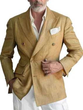 Men's Solid Color Double-Breasted Fashionable Versatile Blazer