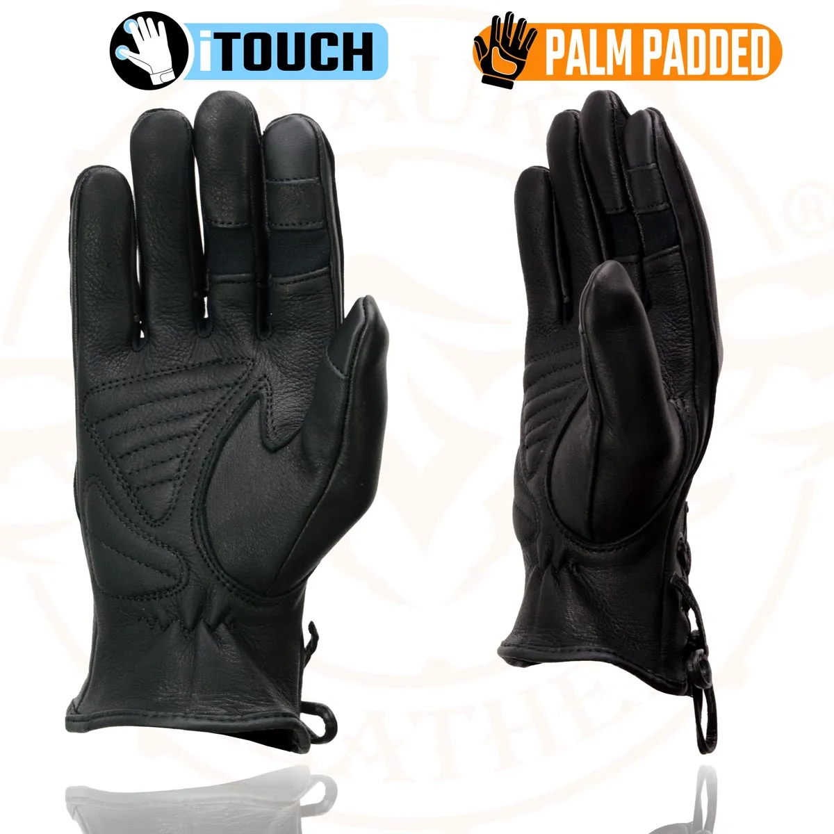 Milwaukee Leather MG7745 Women's Black Deerskin Laced Wrist Motorcycle