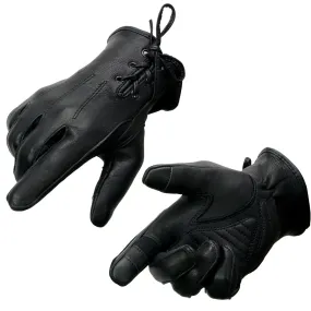 Milwaukee Leather MG7745 Women's Black Deerskin Laced Wrist Motorcycle