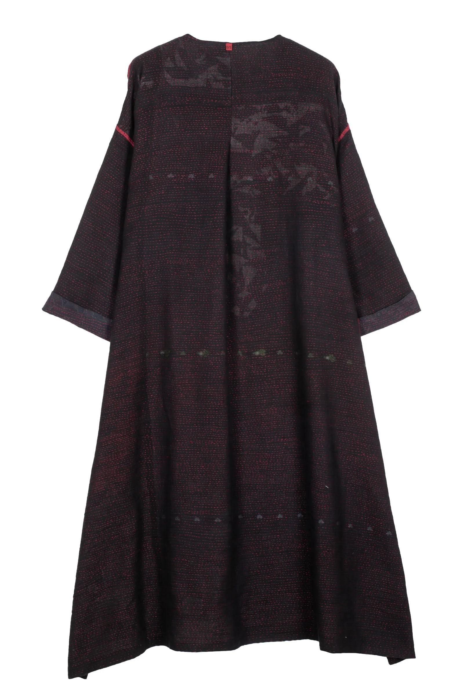 MONOTONE TWILIGHT PRINT KANTHA LONG DUSTER - tp2328-red -