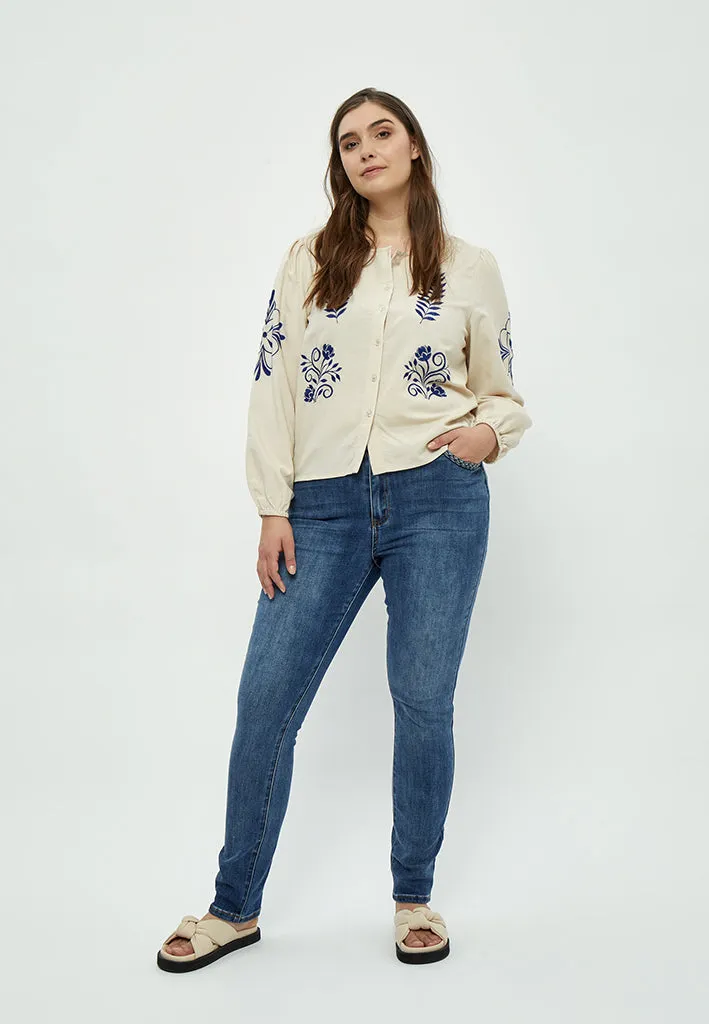Nanna Embroidery Blouse Curve - Sandshell