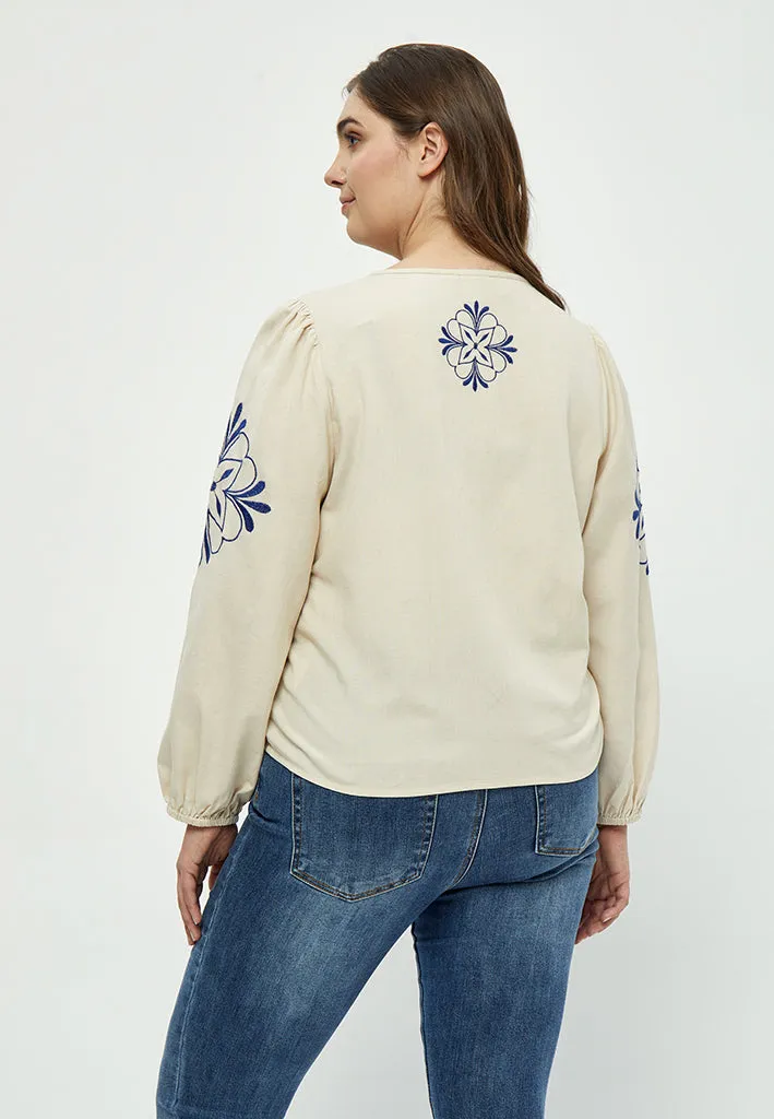 Nanna Embroidery Blouse Curve - Sandshell