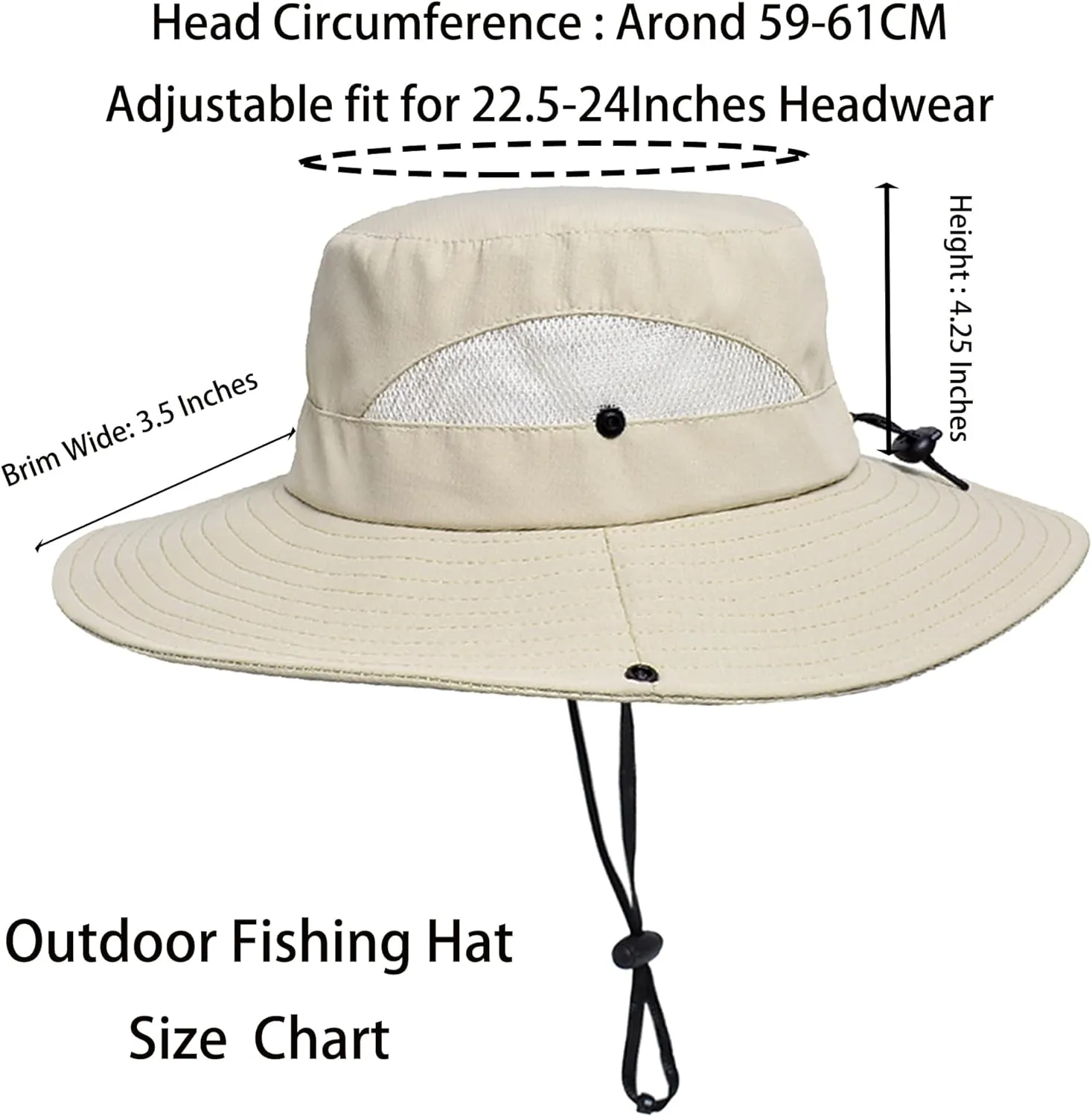Outdoor Wide-Brim Sun Hat Men Women Sun Protection with Breathable Mesh - Bucket Hat for Fishing, Beach, Hiking, and Travel