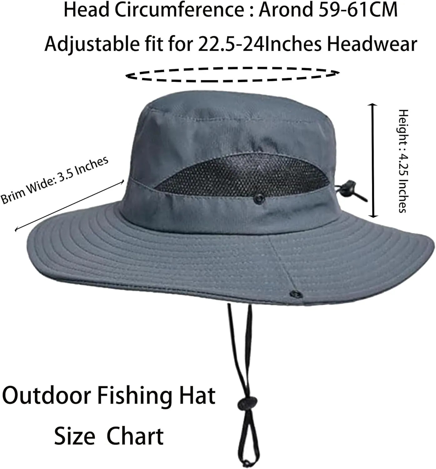 Outdoor Wide-Brim Sun Hat Men Women Sun Protection with Breathable Mesh - Bucket Hat for Fishing, Beach, Hiking, and Travel