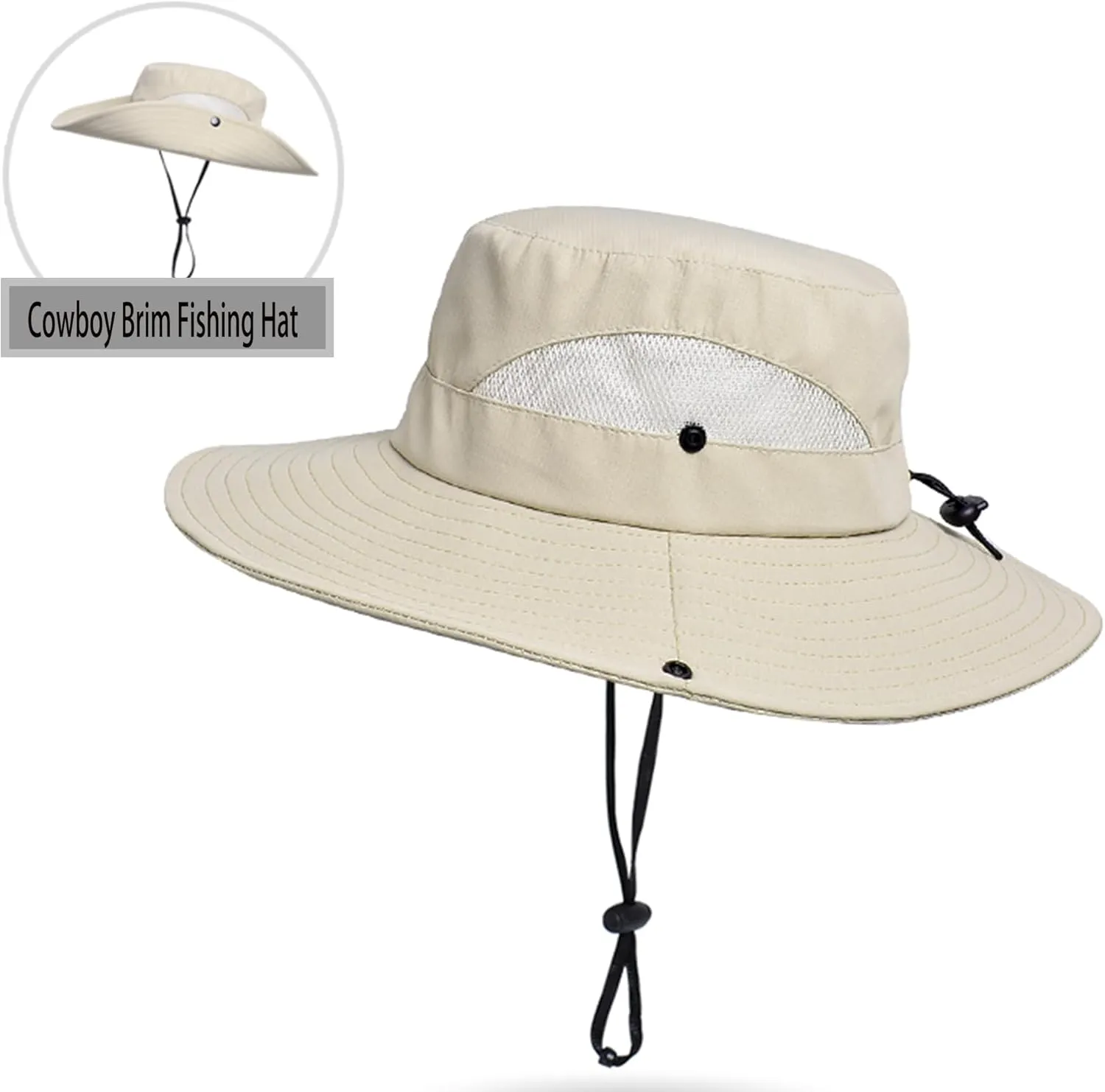 Outdoor Wide-Brim Sun Hat Men Women Sun Protection with Breathable Mesh - Bucket Hat for Fishing, Beach, Hiking, and Travel
