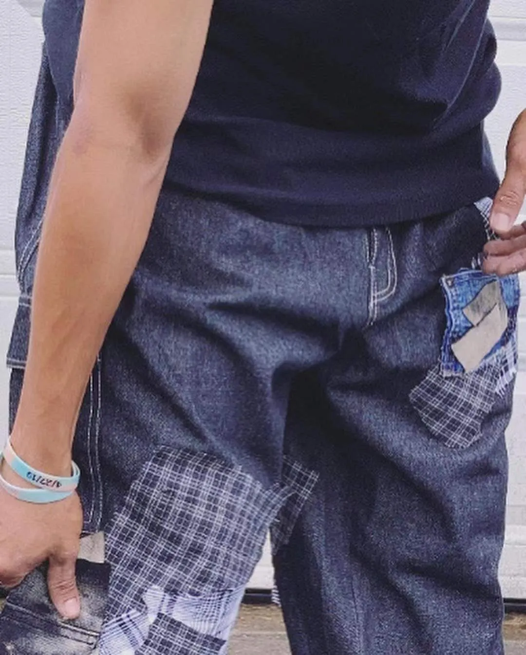 Patch panel casual street jeans