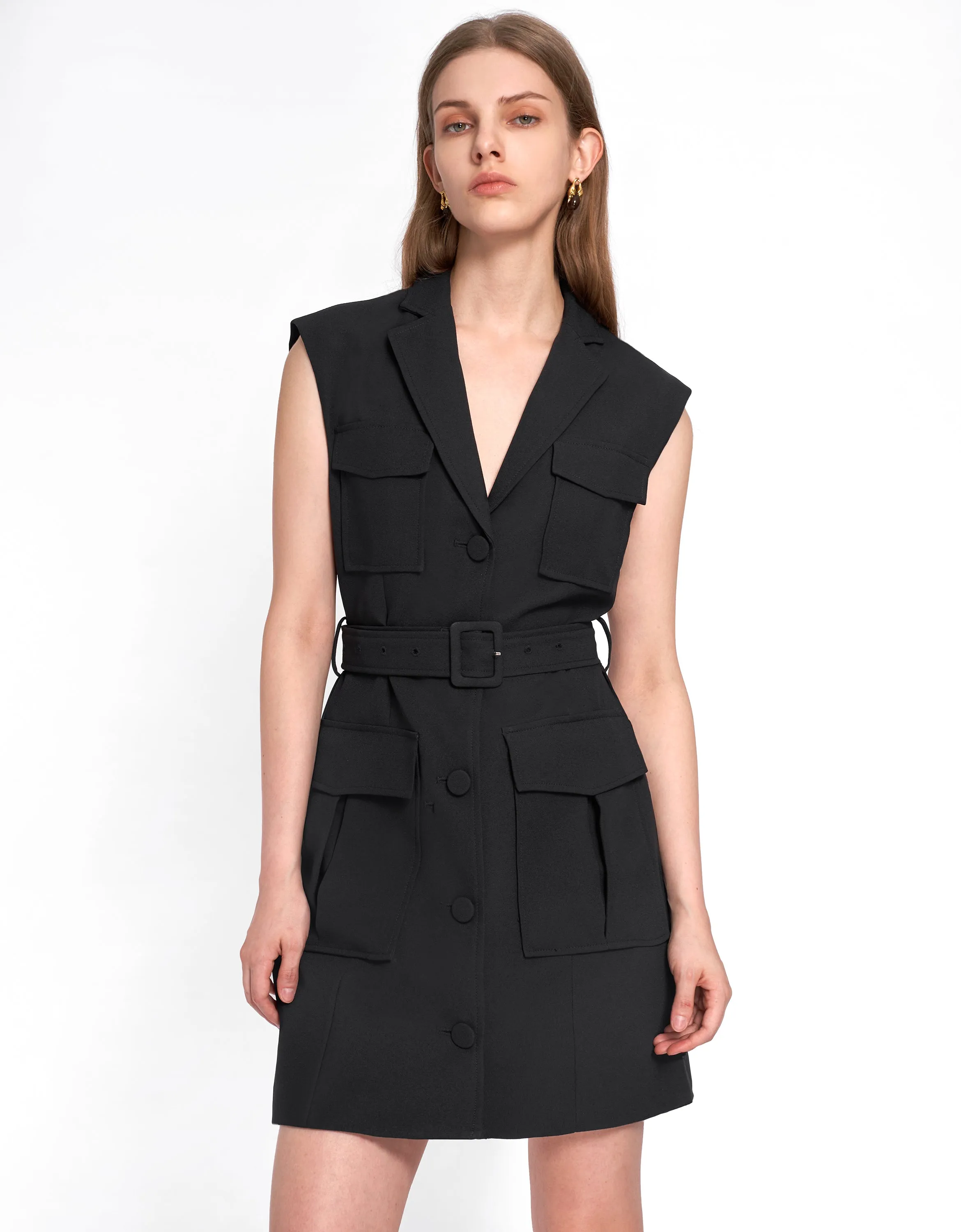 Patch Pocket Belt Dress