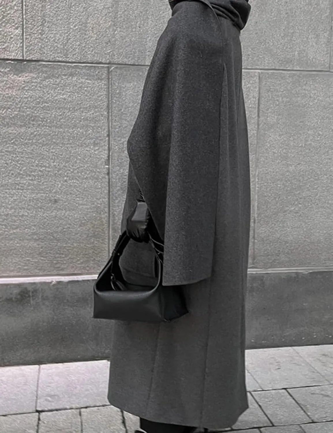 Perbai Women's Elegant Wool Blend Scarf Jacket Notched Lapel Double Breasted Long Trench Coats Overcoat