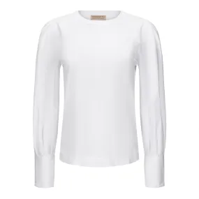 Puffed Sleeve Cotton Blouse - White