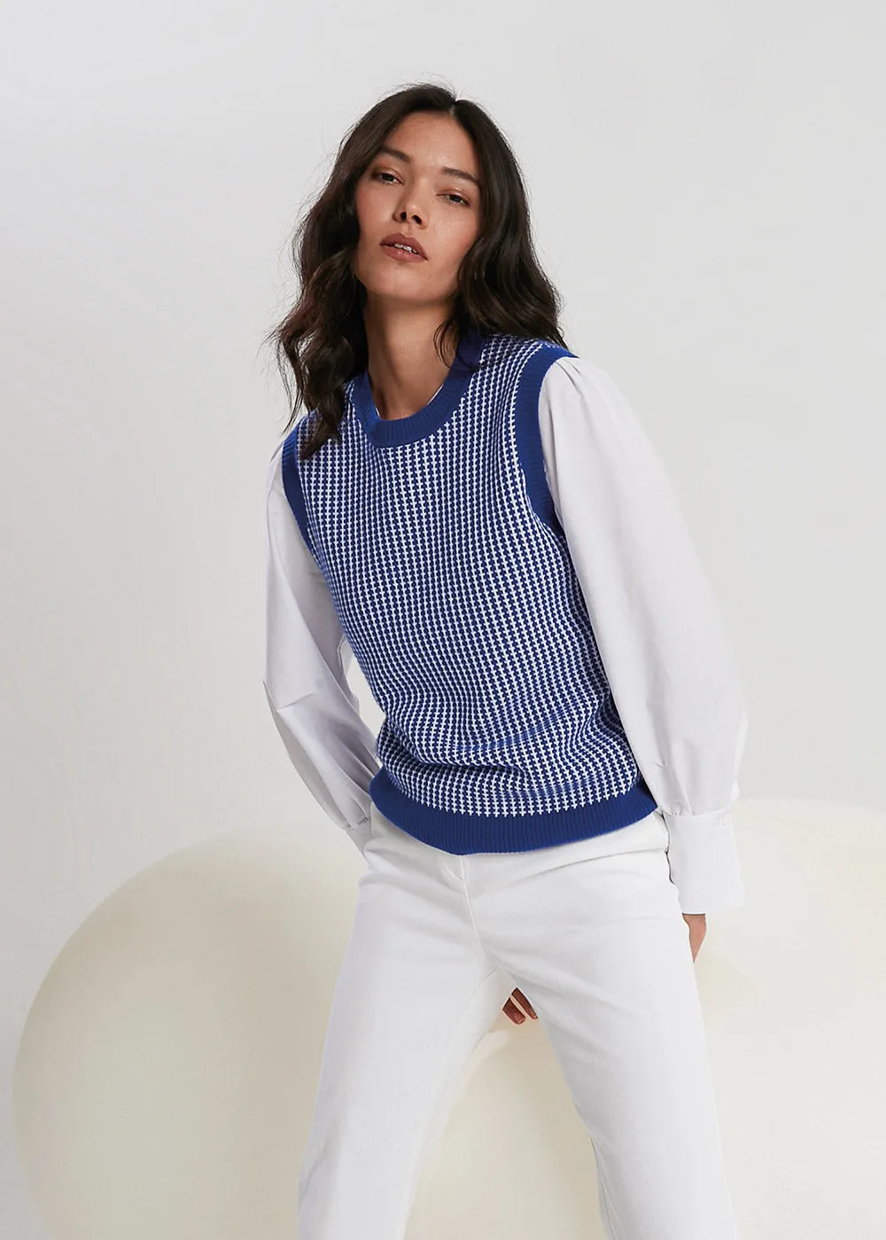 Puffed Sleeve Cotton Blouse - White