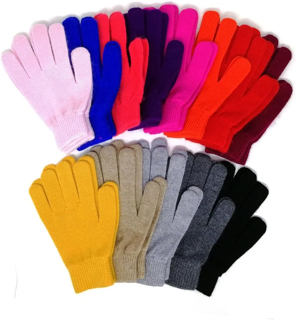 Pure Cashmere Women Full Fingers Gloves Ladies Knitted Gloves Mittens, Made in Inner Mongolian