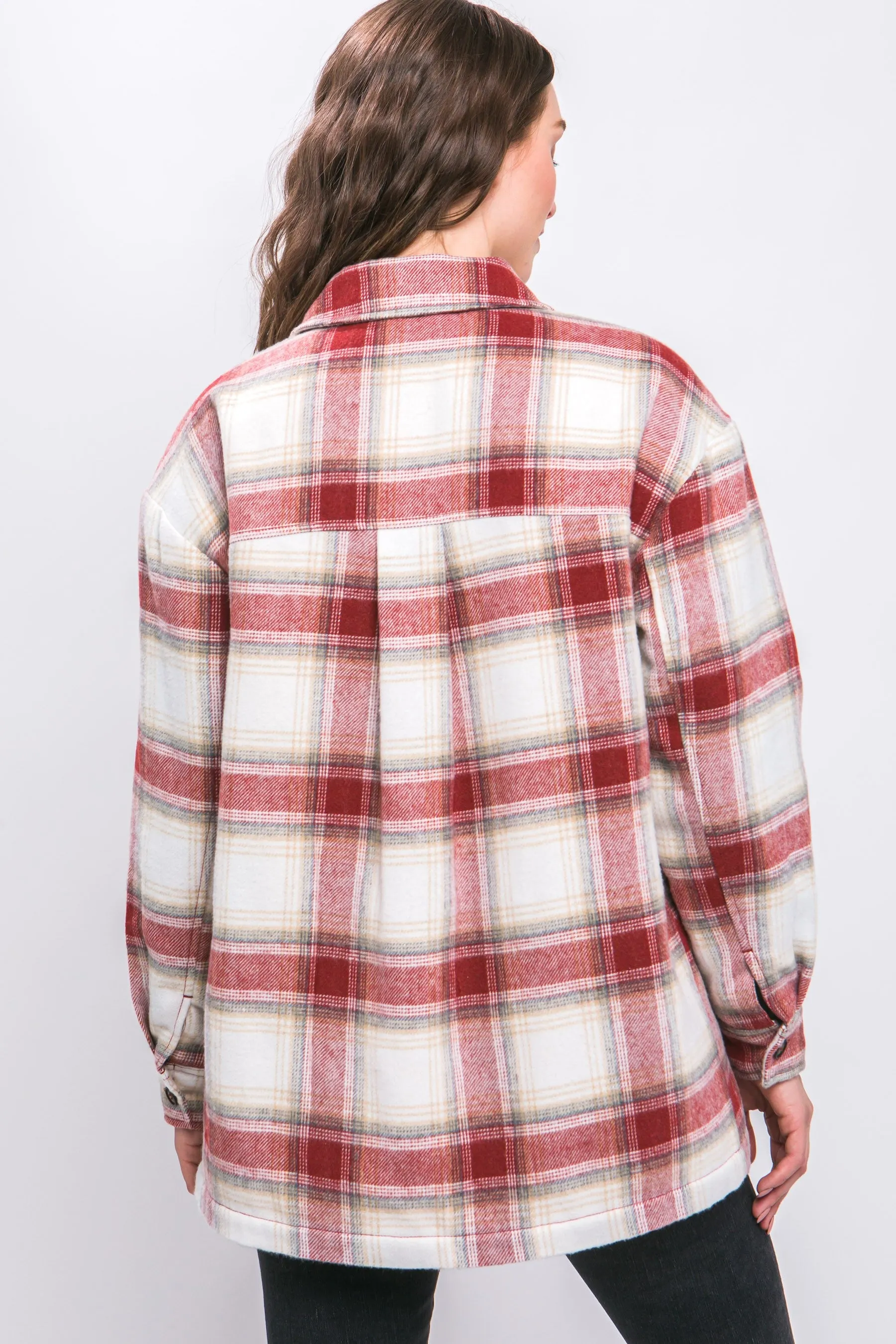 "Raspberry Martini" Pink & Beige Plaid Jacket with Sherpa Lining