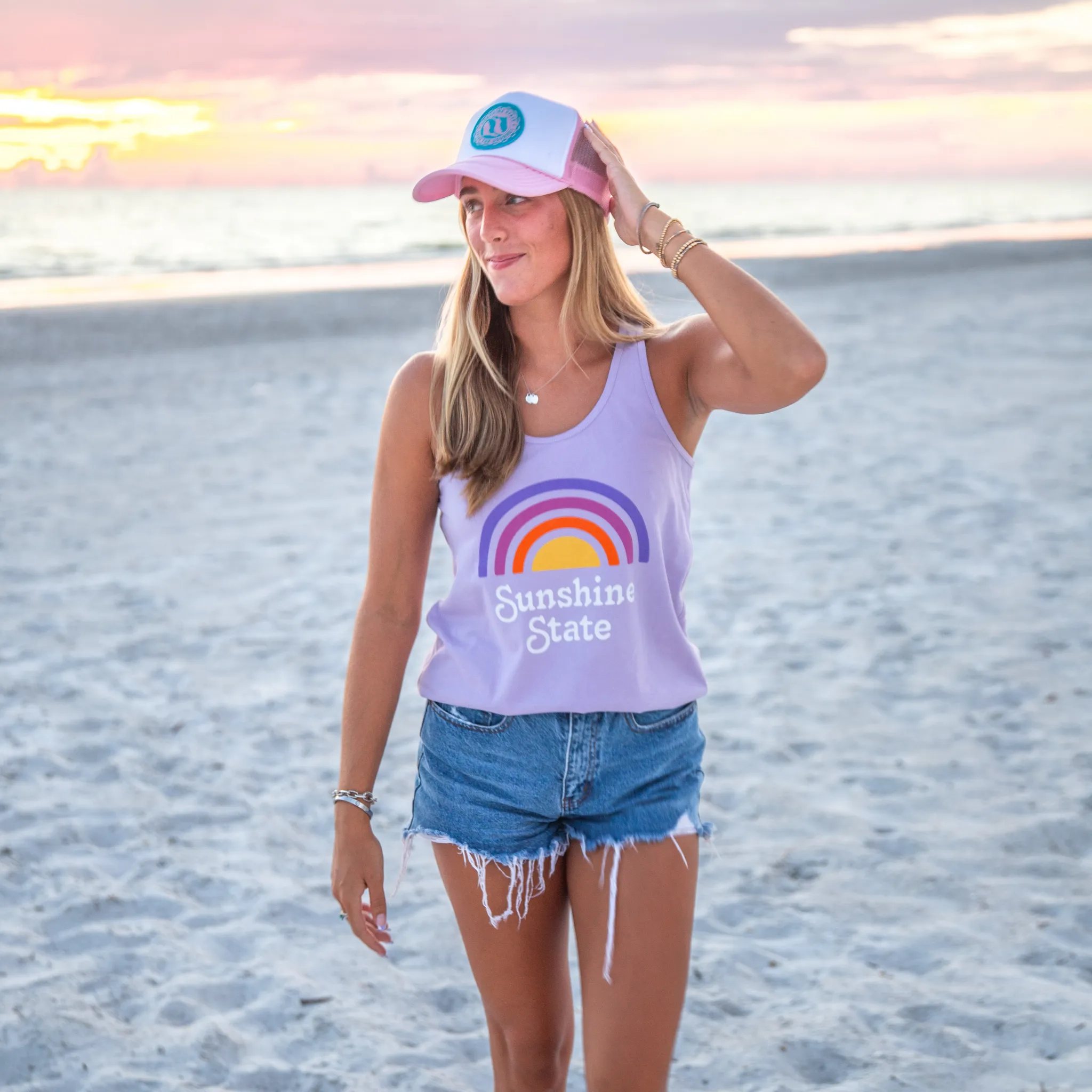 RAINBOW FLOWY TANK - LAVENDER