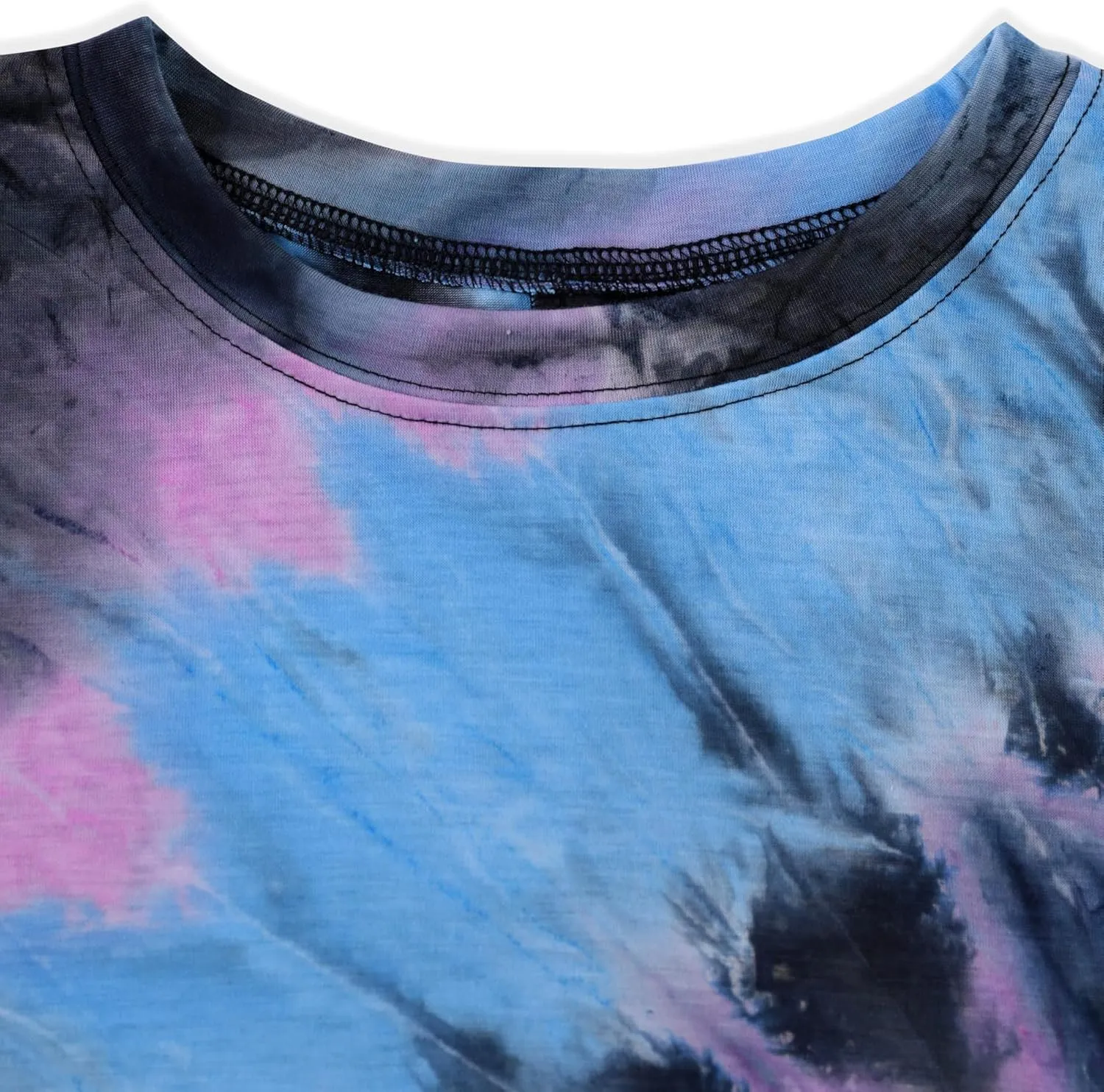 Remidoo Womens Oversized Crop Top Tie Dye Shirt Crewneck Short Sleeve T-Shirt