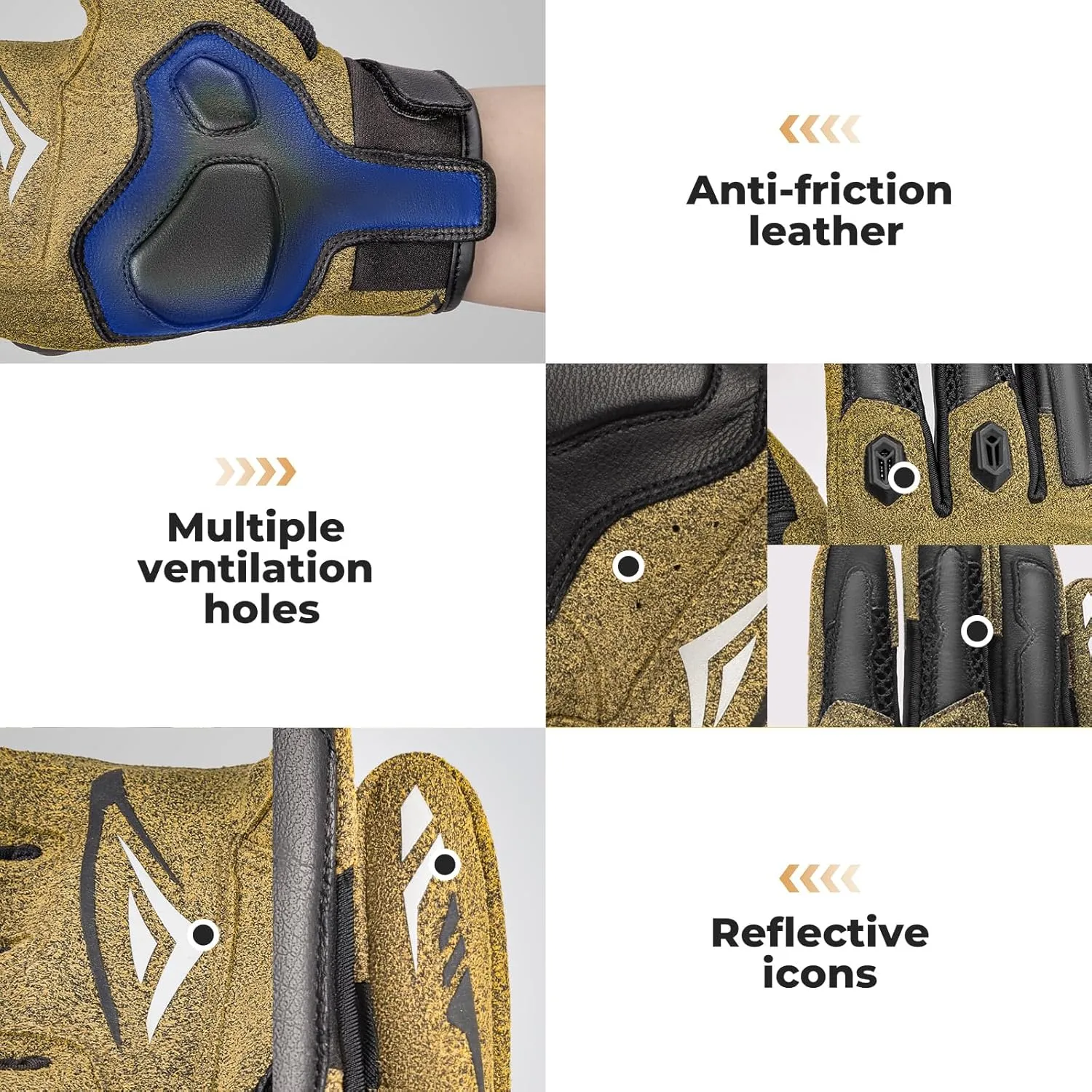 ROCKBROS Motorcycle Gloves for Men Women, Full Finger Motorbike Gloves Touchscreen, Motorcycle Gear with Hard Carbon Fiber Shell for Motorcross Racing Dirt Bike ATV UTV MTB Cycling, Brown