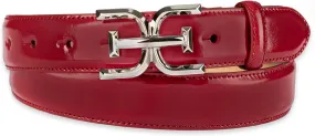 Sam Edelman Women's Fashion Double-E Plaque Logo Buckle Slim Textured Belt for Jeans, Dresses and Trousers