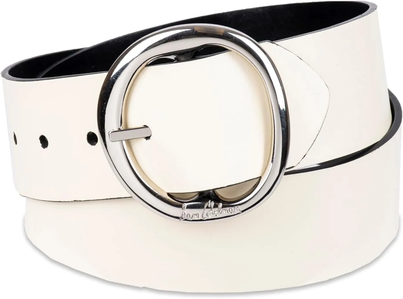 Sam Edelman Women's Two-in-One Reversible Center Bar Buckle Belt, Black Centerbar, Small