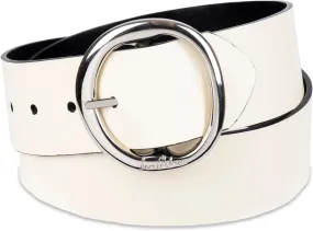 Sam Edelman Women's Two-in-One Reversible Center Bar Buckle Belt, Black Centerbar, Small