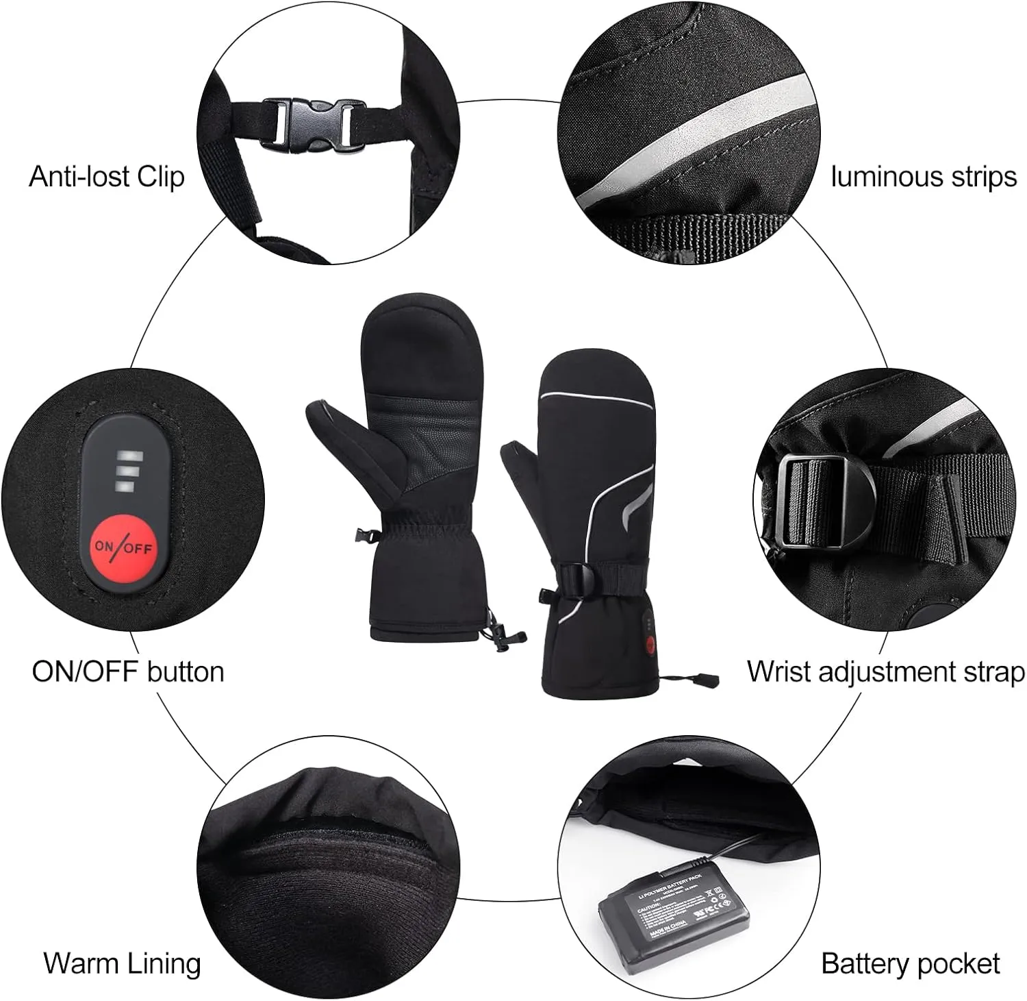 Savior Heated Gloves for Men and Women,Rechargeable Electric Heated Mittens,Suitable for Winter Outdoor Work,Skiing,Running,Hiking,etc.