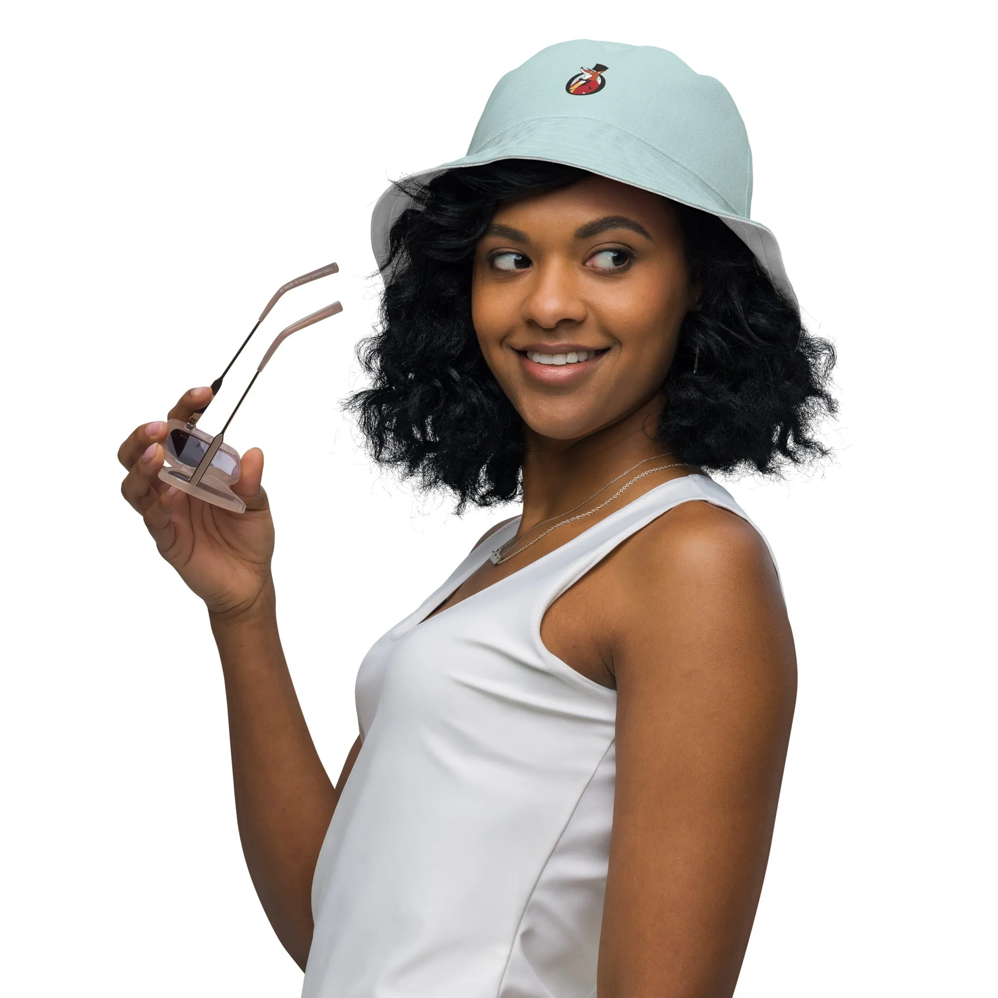 Snooty Fox Art Reversible Bucket Hat - Skylight / White