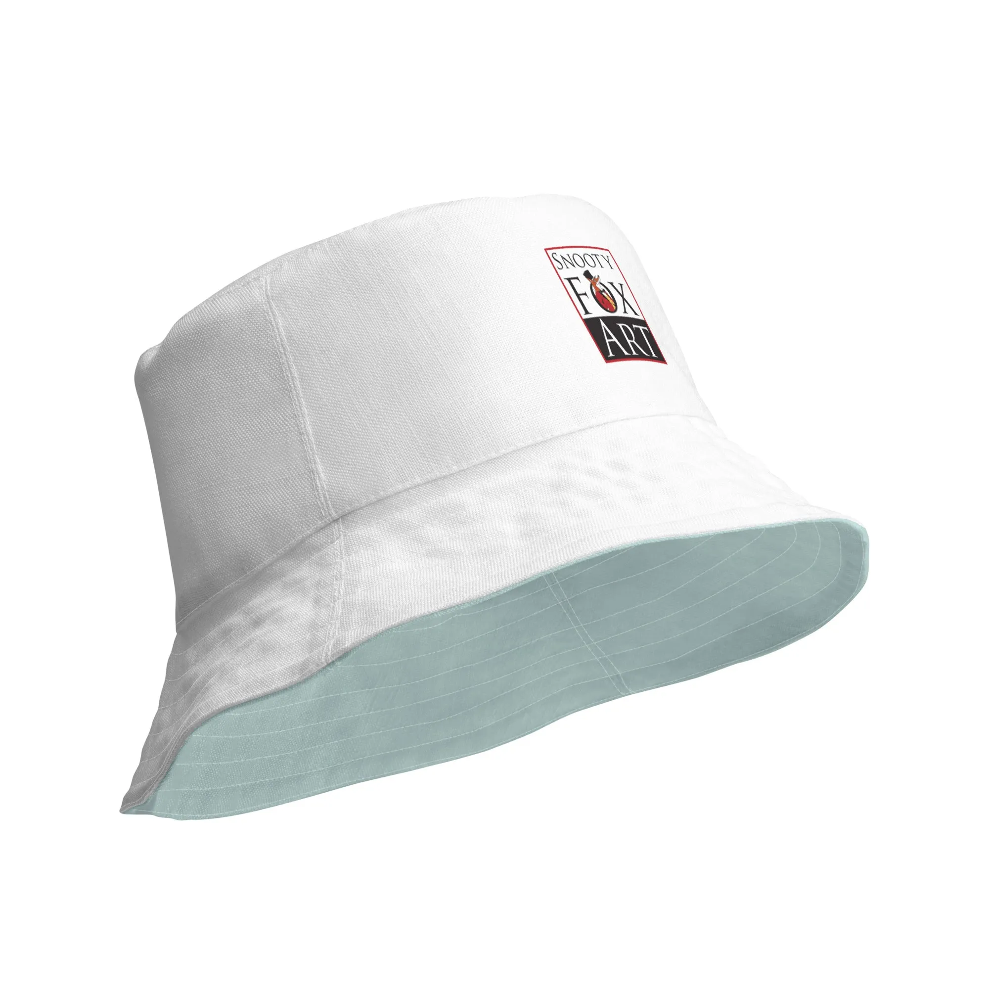 Snooty Fox Art Reversible Bucket Hat - Skylight / White