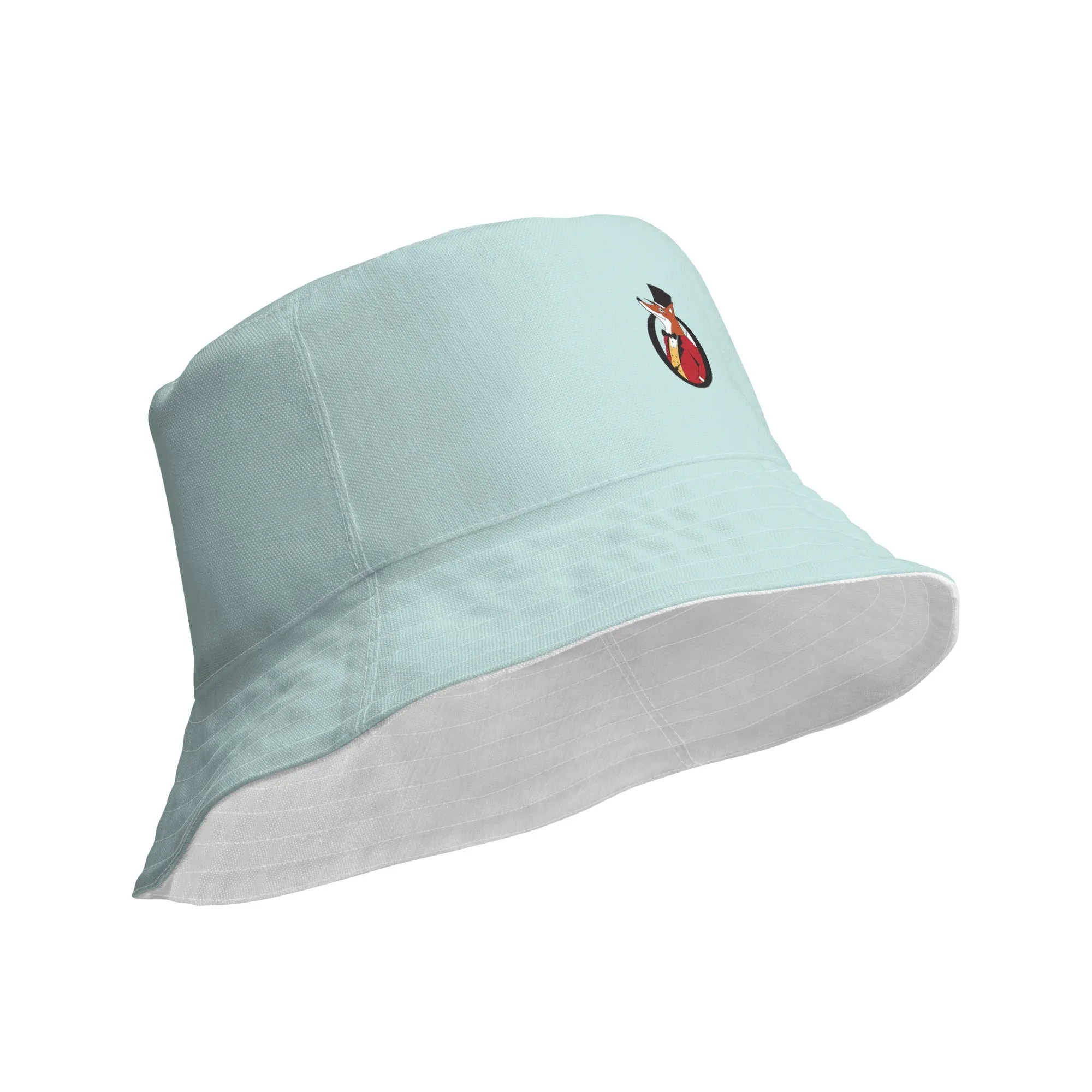 Snooty Fox Art Reversible Bucket Hat - Skylight / White