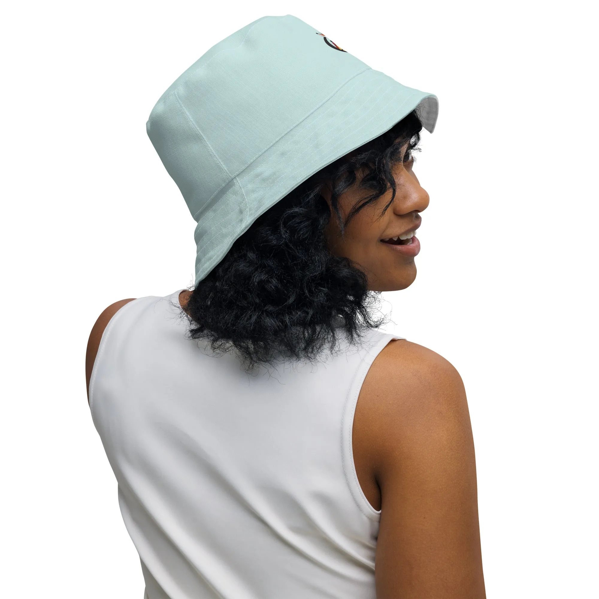 Snooty Fox Art Reversible Bucket Hat - Skylight / White