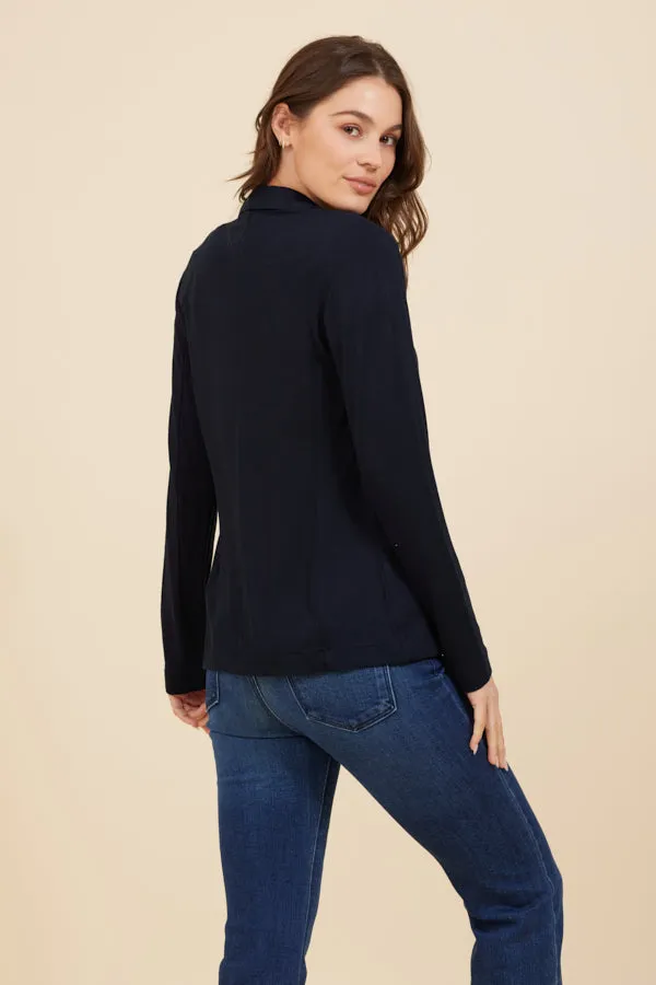 Soft Touch Two Button Blazer in Marine