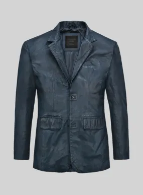 Soft Winsor Blue Washed & Wax Leather Blazer