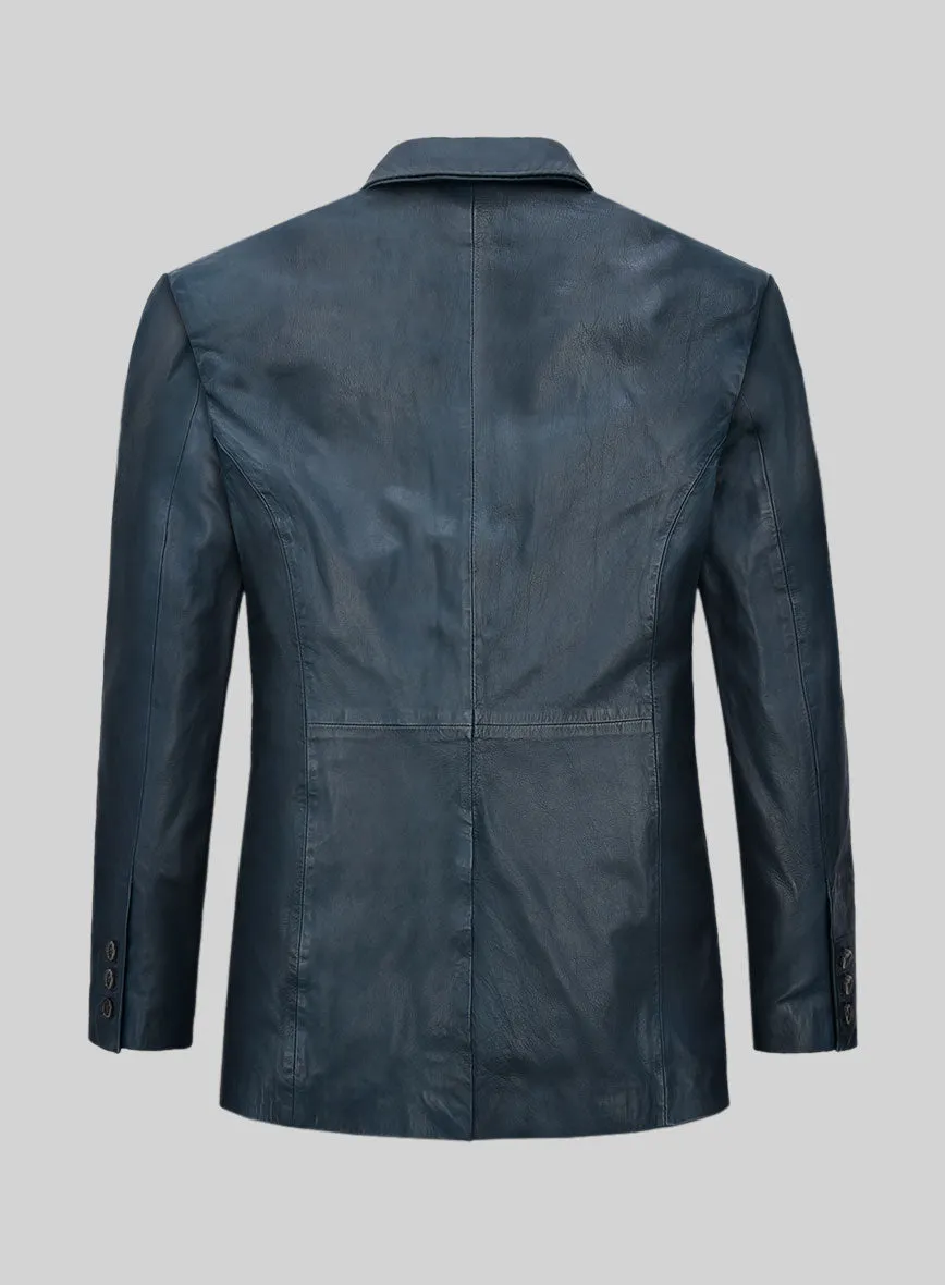 Soft Winsor Blue Washed & Wax Leather Blazer