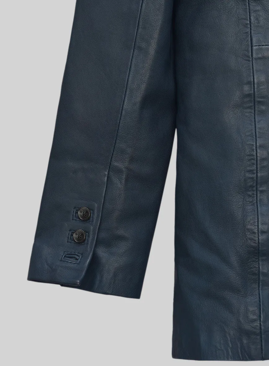 Soft Winsor Blue Washed & Wax Leather Blazer