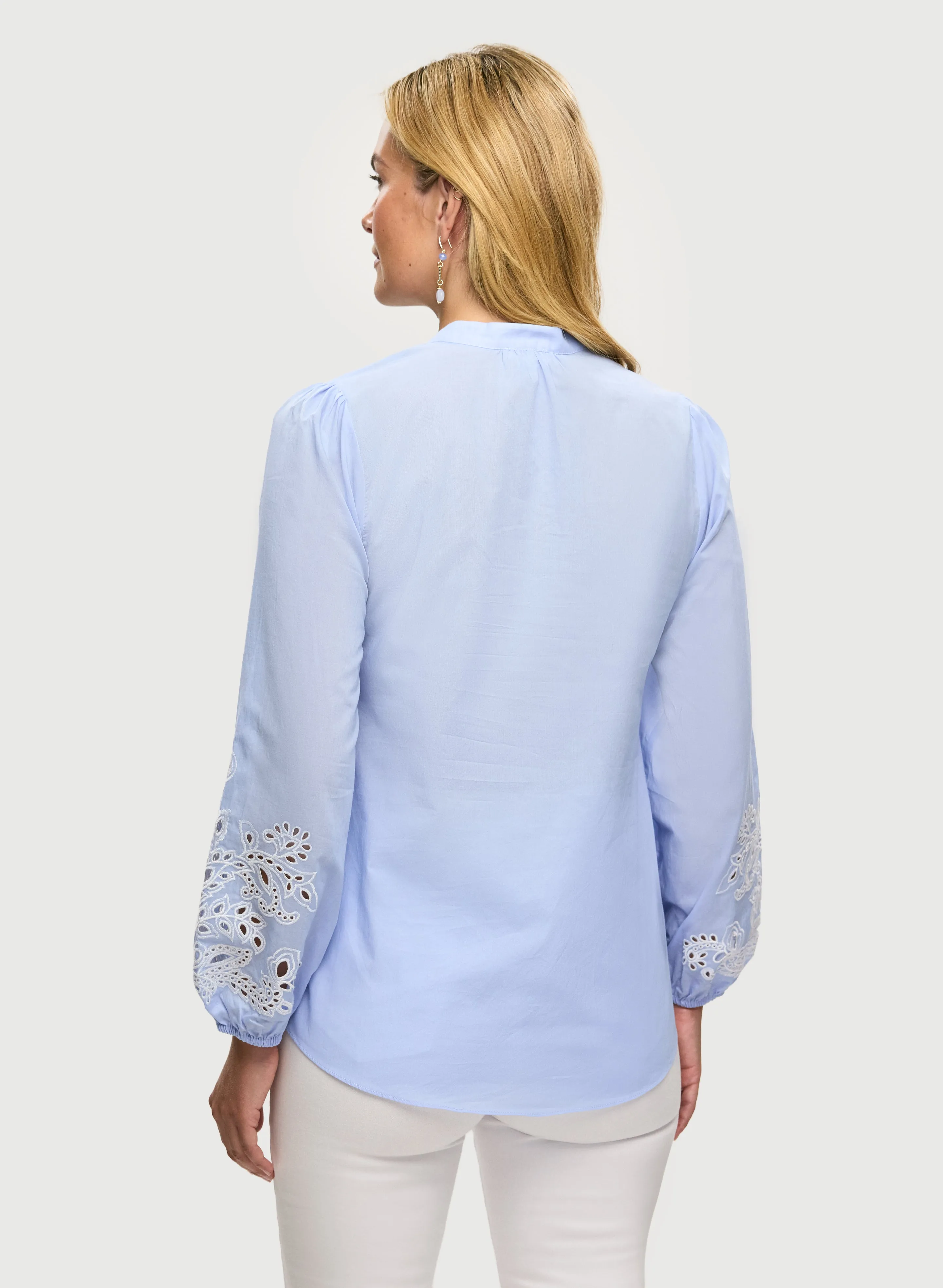 Split-Neck Embroidered Blouse