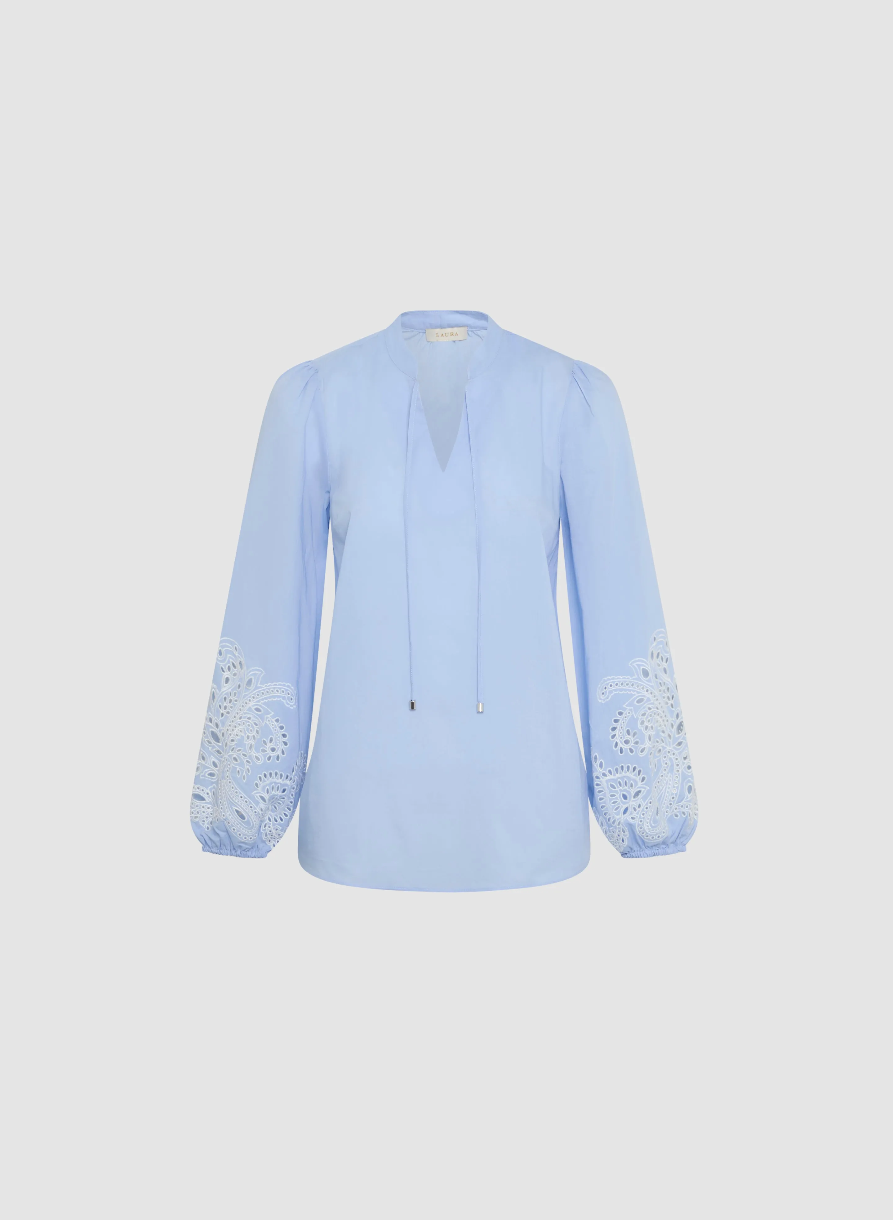 Split-Neck Embroidered Blouse
