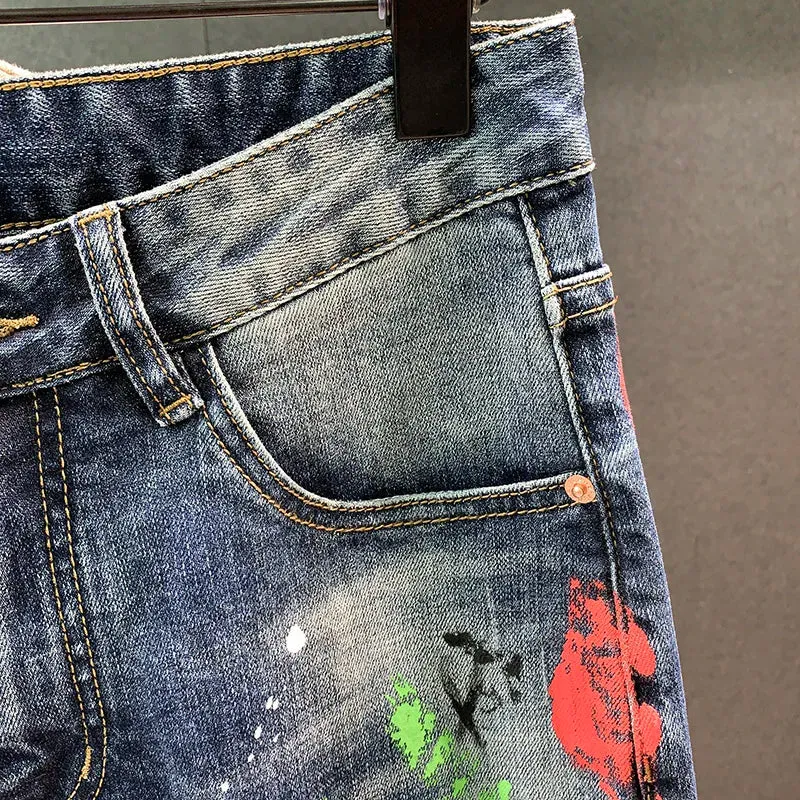 Spray Paint Graffiti Ripped Jeans