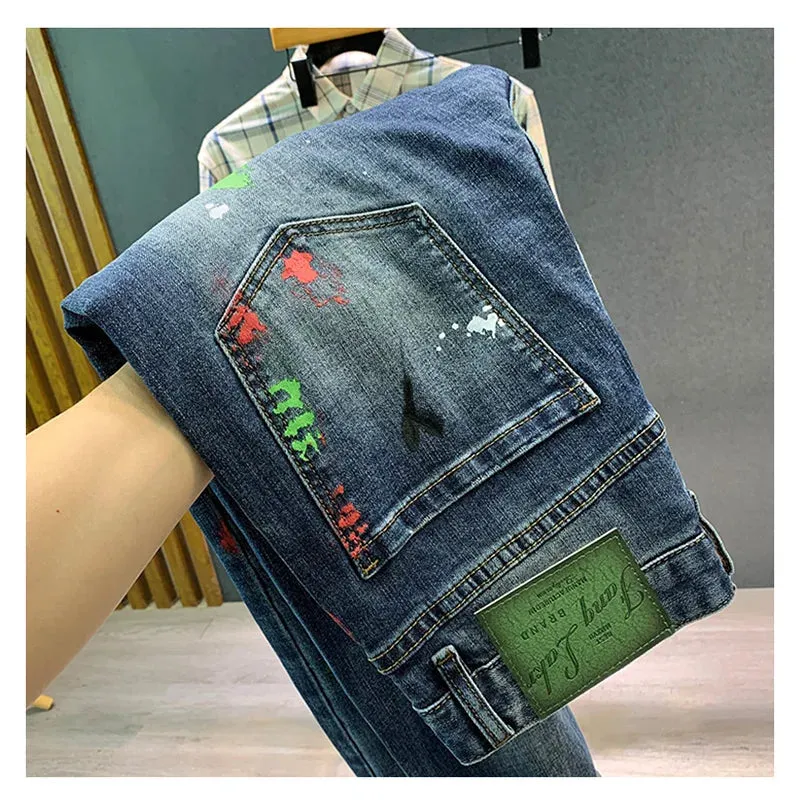Spray Paint Graffiti Ripped Jeans