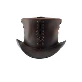 Stove Pipe Leather Top Hat