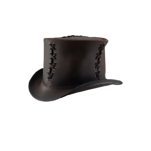 Stove Pipe Leather Top Hat